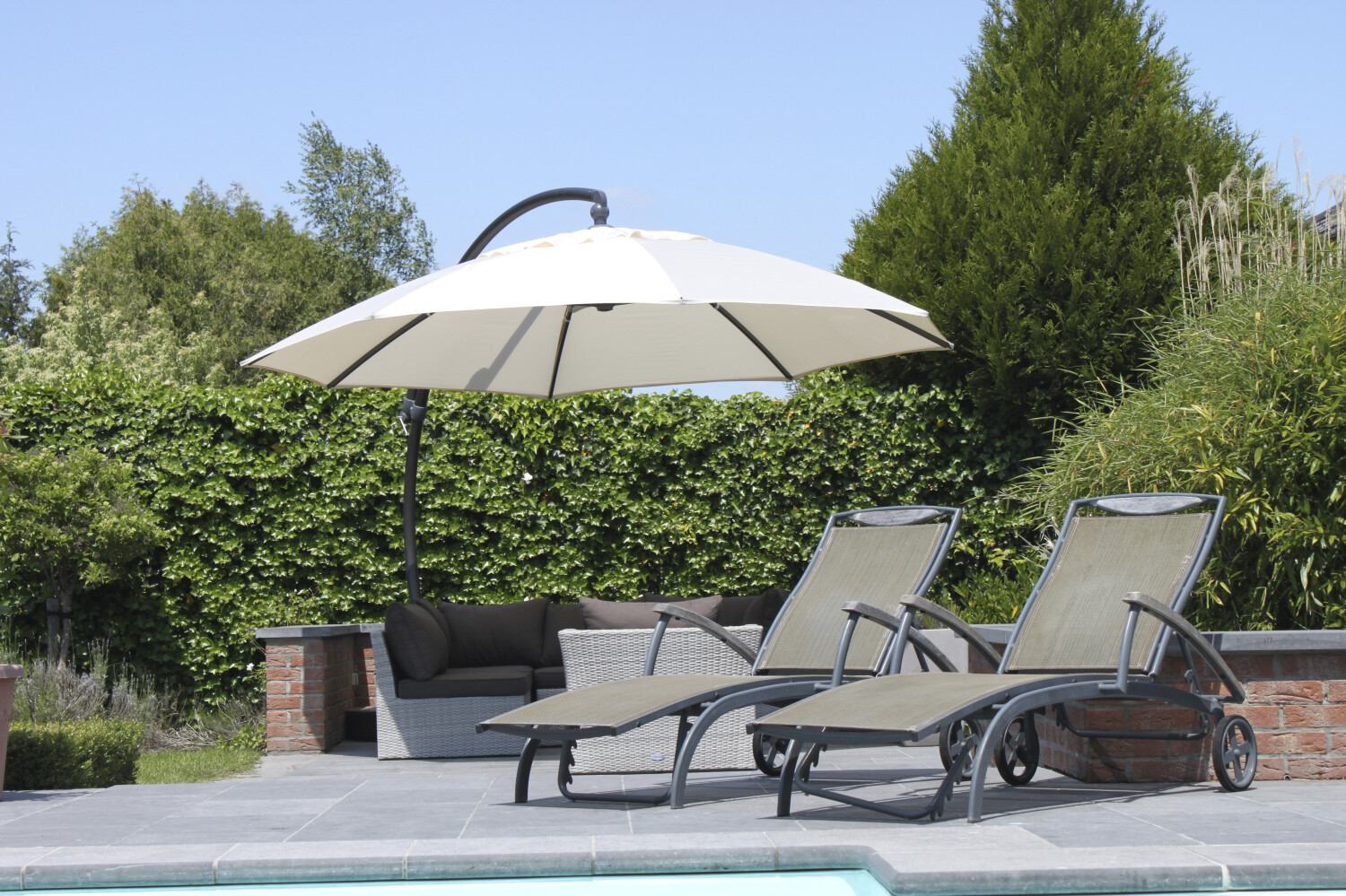 Easy Sun parasol XL375 Olefin met voet beige - Easy Sun online shop - 0 - 1
