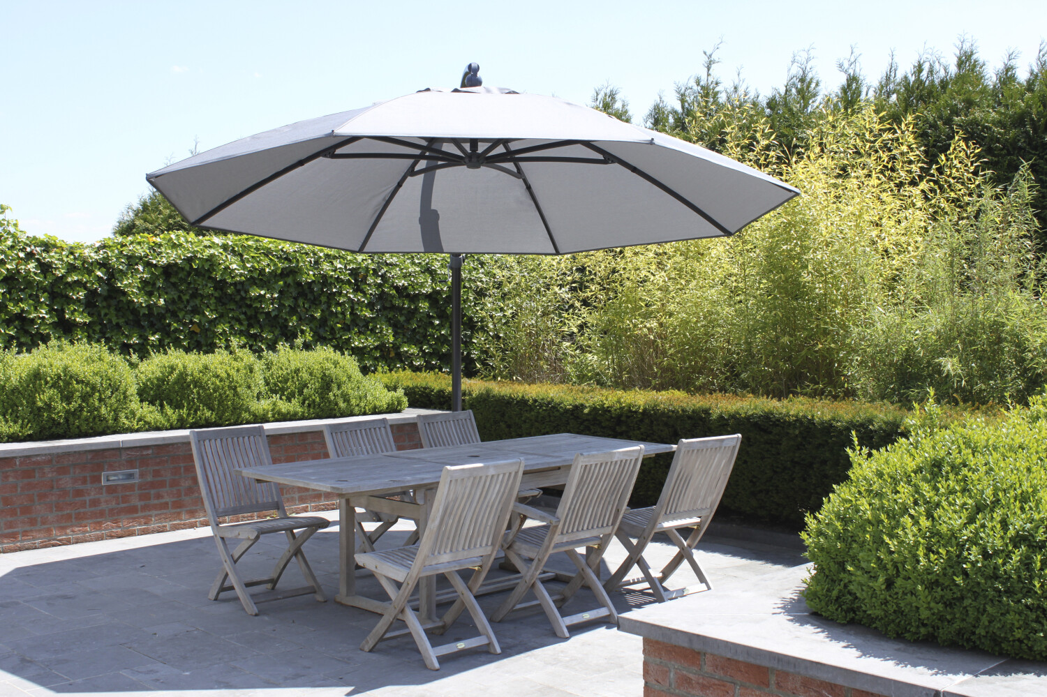Parasol XL375 Olefin met voet lichtgrijs - Easy Sun online shop - 0 - 1