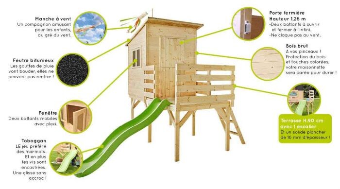 Soulet houten speelhuis Portland - speelhuis met glijbaan kopen - 0 - 1 - 2 - 3 - 4