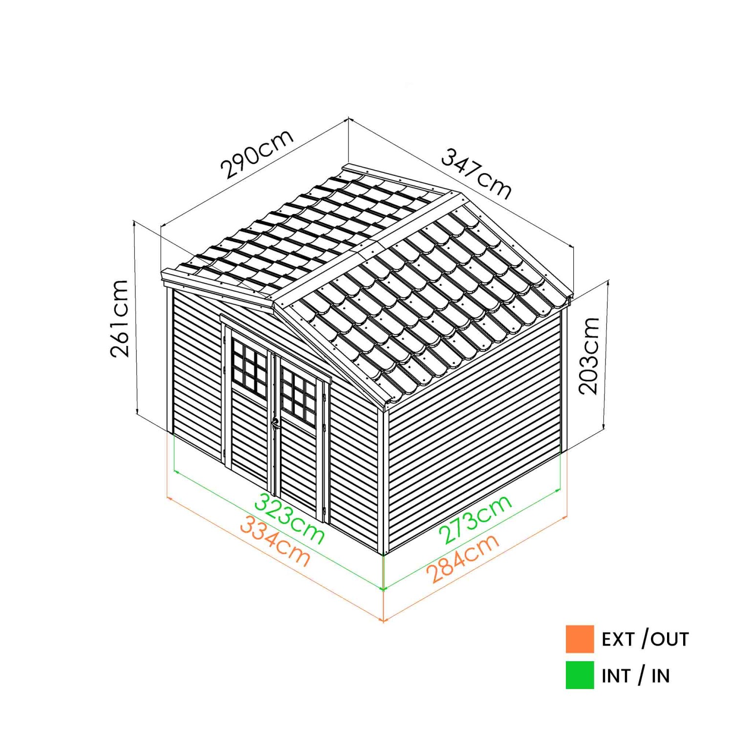 Tuinhuis Shelty+ 8,9 m² - blokhut 28 mm kopen - 0 - 1 - 2 - 3 - 4