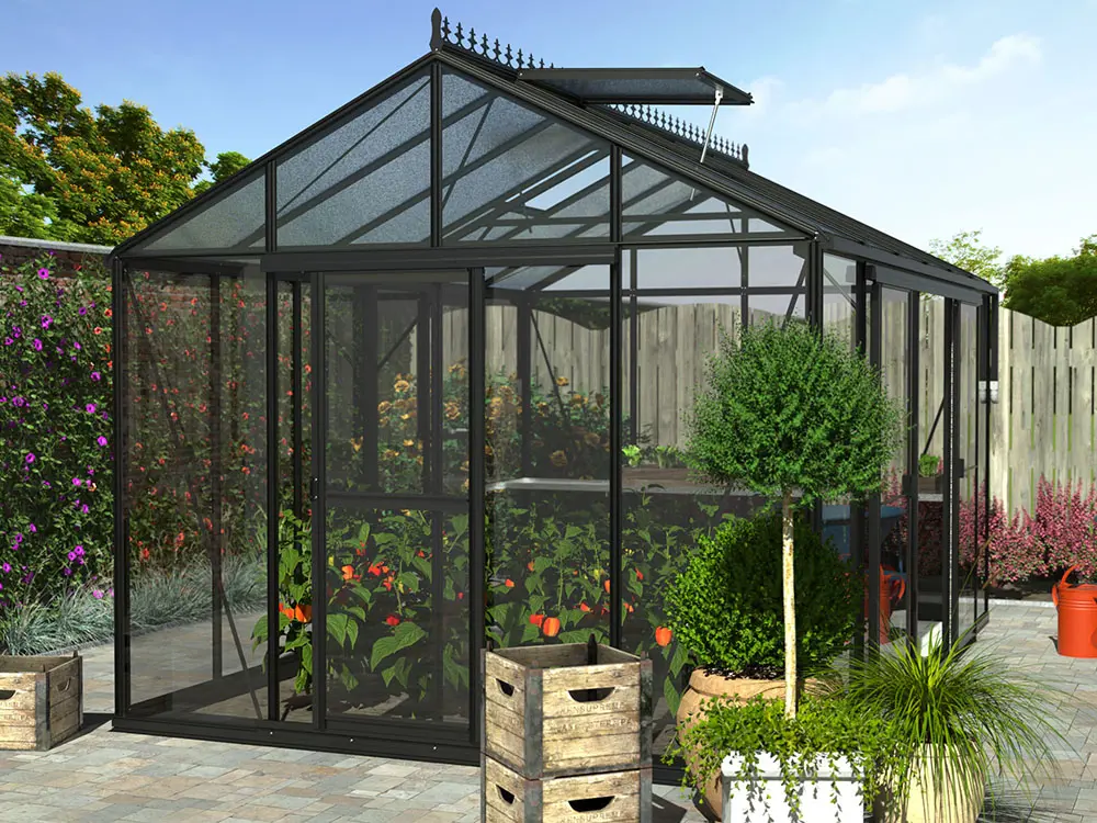 Flexi serre 4,5 m kopen - aluminium tuinkas zwart kopen-1