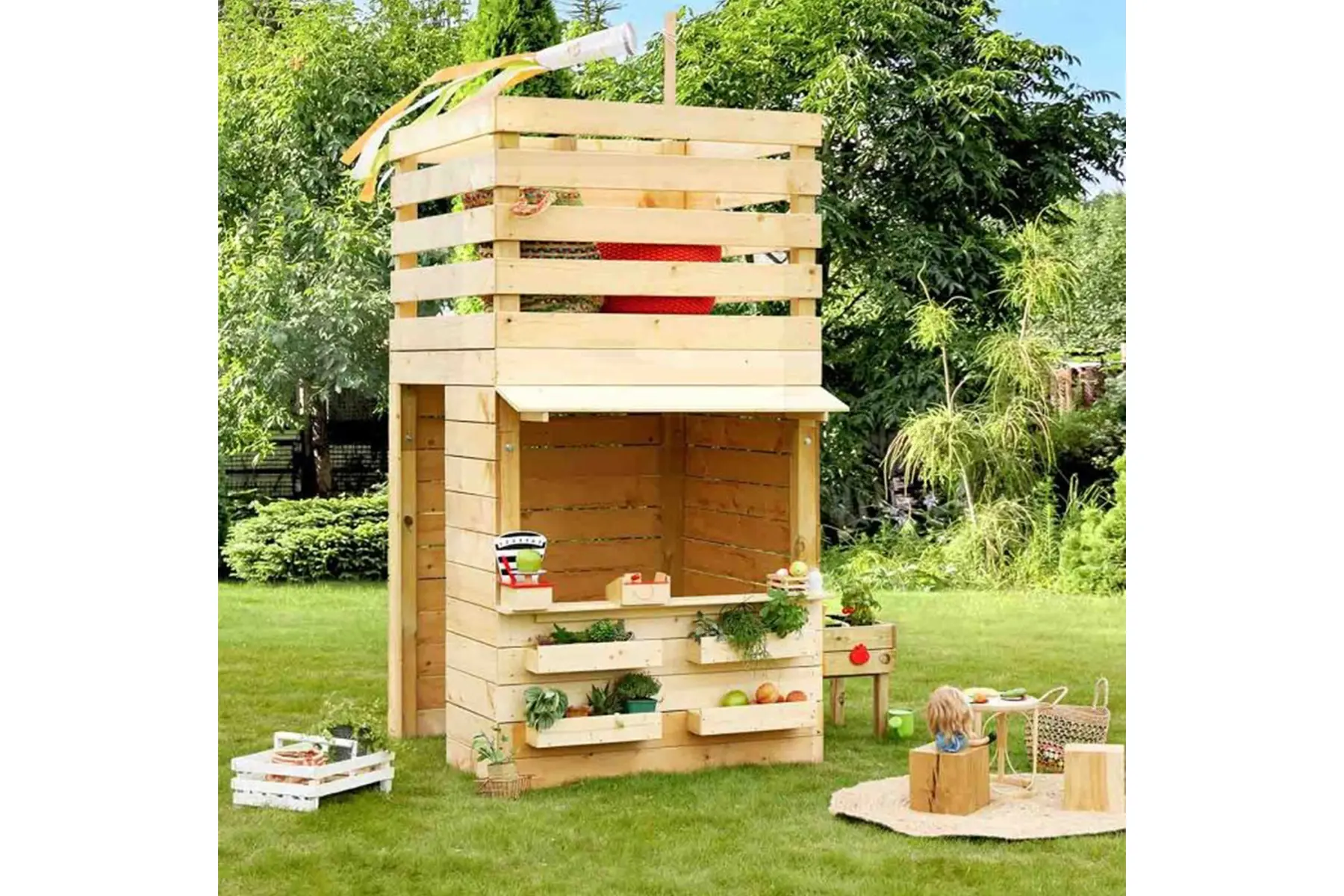 Houten speelhuis Shopping - modern speelhuis voor 4 kinderen-2
